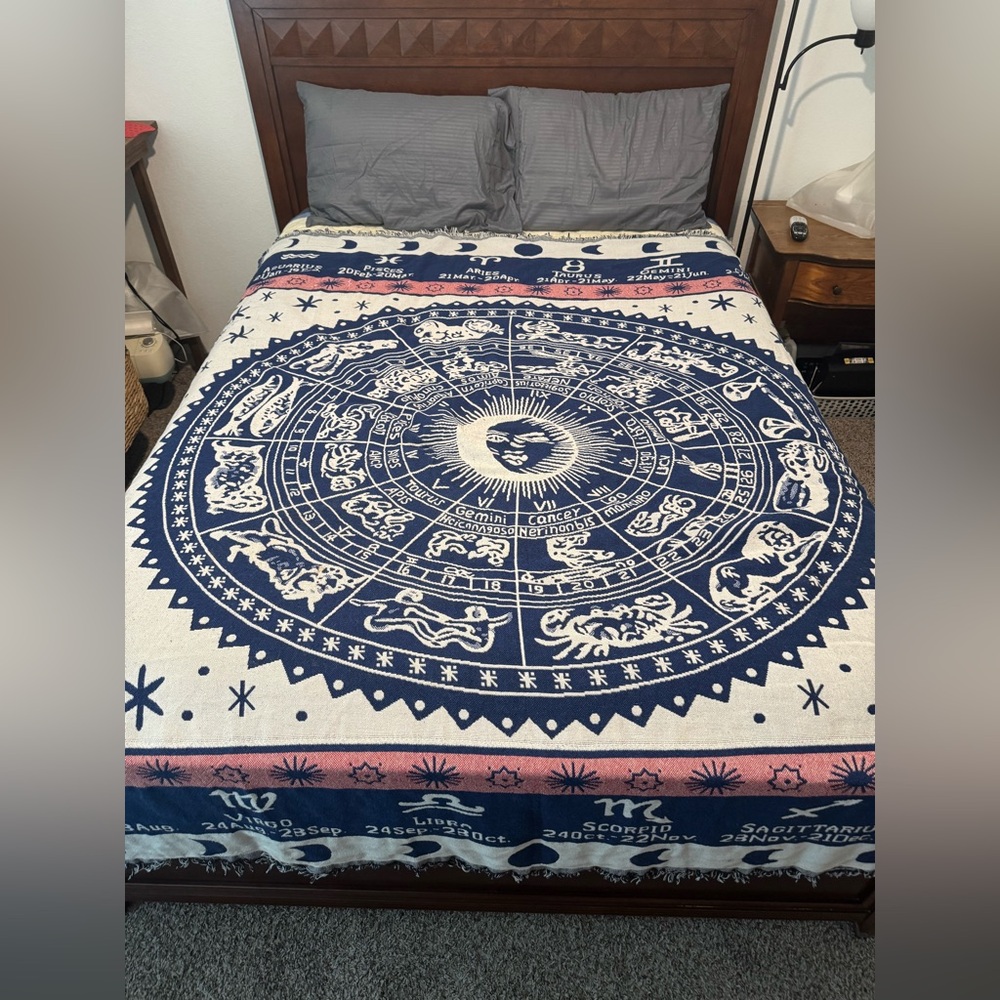 Extra Large Astrology Horoscope Woven Tapestry Throw Blanket 75 x 90 Whimsigoth